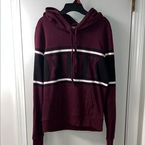 PINK Victoria's Secret Burgundy and Black Hoodie